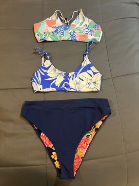 Maaji Mixed-Print Women's Bikini Set in Navy, Coral, Blue and Green